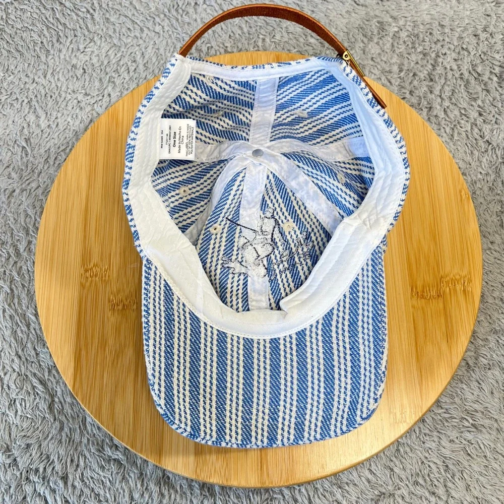 No Boundaries Blue White Striped Wakeboarder Embroidered Baseball Cap One Size